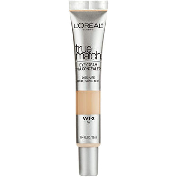 L’Oréal Paris True Match Eye Cream In A Concealer, 0.5% Hyaluronic Acid, Light W3-4, 0.4 Fl. Oz