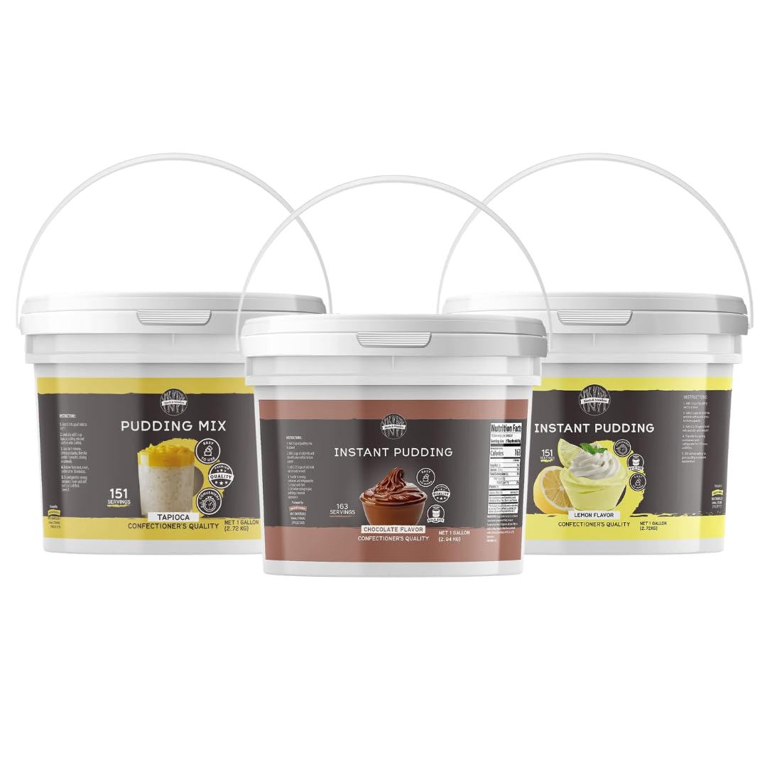 Birch & Meadow Chocolate, Lemon, & Tapioca Pudding Mix Bundle, 1 Gallon Buckets, Desserts & Snacks, Bulk Mixes