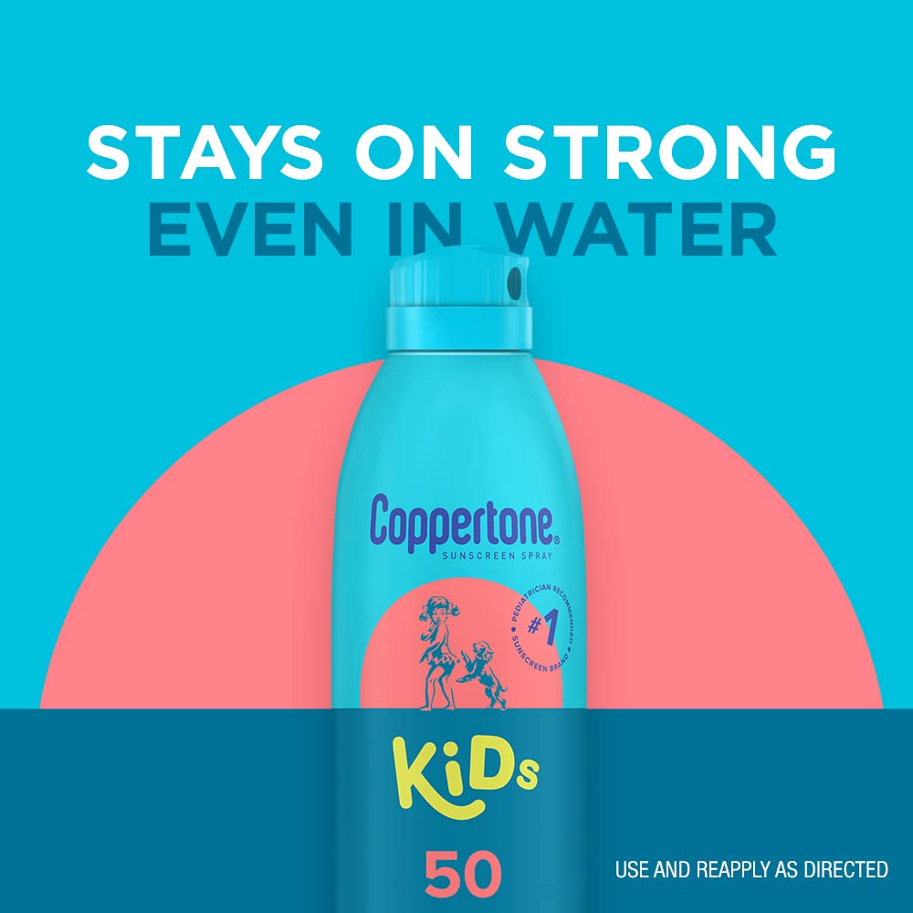 Coppertone Kids Sunscreen Spray SPF 50, Tear Free, Water Resistant Sunscreen for Kids, Pediatrician Recommended Broad Spectrum Spray Sunscreen SPF 50, Bulk Sunscreen Pack, 5.5 Oz Can, Pack of 3 : Baby