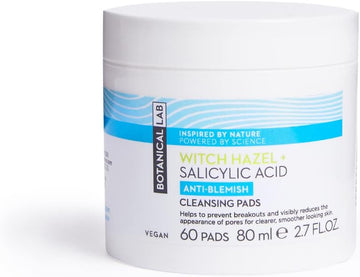 Botanical Lab Witch Hazel + Salicylic Acid Pads (60 Pads) | Exfoliate The Skin | Reduce Appearance Of Pores, Breakouts & Blemishes | Face & Neck | Plastic Free Pads
