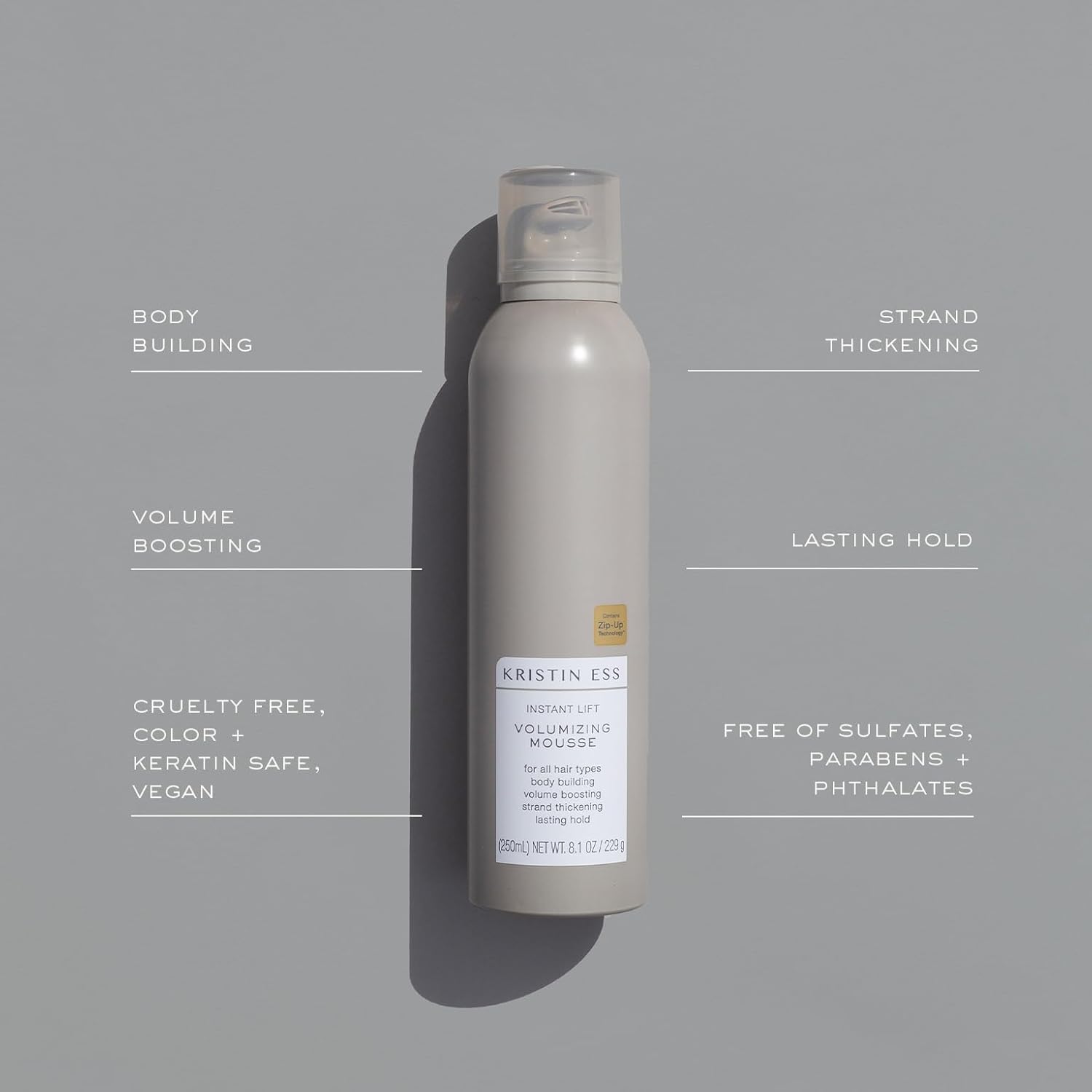 Kristin Ess Hair Instant Lift Volumizing Mousse with Castor Oil - Boosts Volume + Thickens, Body Building, Lasting Hold, Non Sticky, For Curly, Wavy + Straight Hair, 8.1 Oz : Beauty & Personal Care