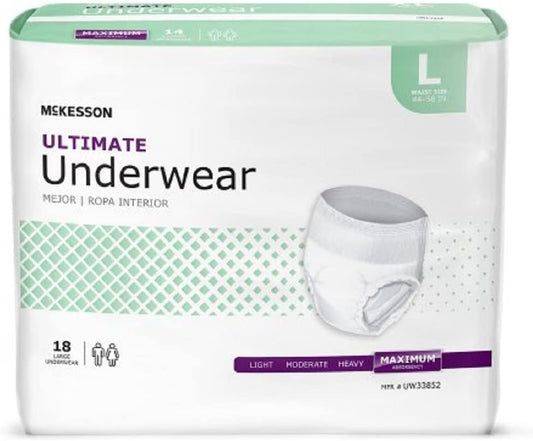 McKesson Ultimate Underwear, Incontinence, Maximum Absorbency, Large, 18 Count : Health & Household