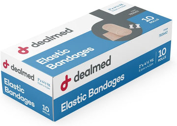 Dealmed 2" Elastic Bandage Wrap With Clip Closure – 10 Elastic Bandages, 4.5 Yards Stretched Compression Bandage Wrap, Wound Care Product For First Aid Kit And Medical Facilities