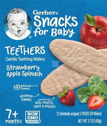 Gerber Snacks For Baby Teethers, Strawberry Apple Spinach, 1.7 Oz Box (12 Pack)