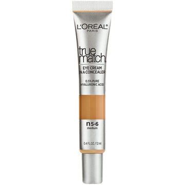 L’Oréal Paris True Match Eye Cream In A Concealer, 0.5% Hyaluronic Acid, Medium N5-6, 0.4 Fl. Oz