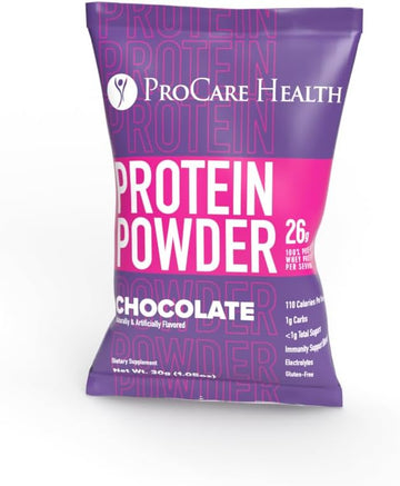 ProCare Health | Chocolate Whey Isolate Protein Powder l 26g Protein | Electrolytes | Digestive Enzyme Blend | Gluten Free | Single Serve Packet (Chocolate, Single Serving Packet)