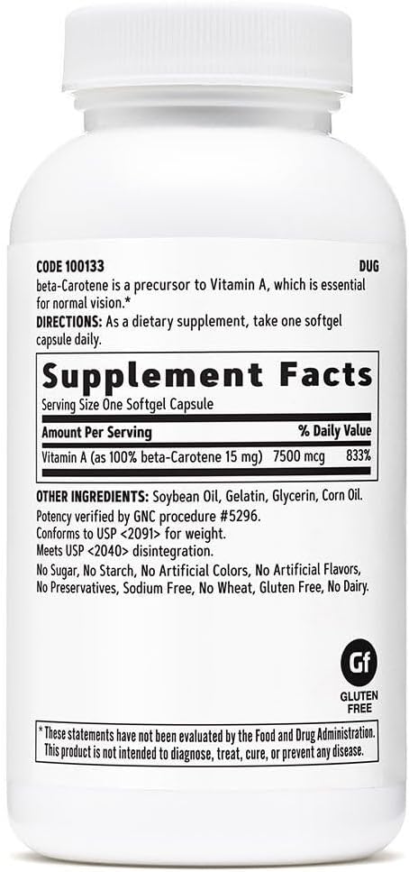 Gnc Beta-Carotene 15Mg | A Precursor To Vitamin A Which Is Essential For Normal Vision | 360 Count