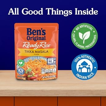 BEN'S ORIGINAL Ready Rice Tikka Masala Flavored Rice, Easy Dinner Side, 8.5 oz Pouch (Pack of 12) : Grocery & Gourmet Food