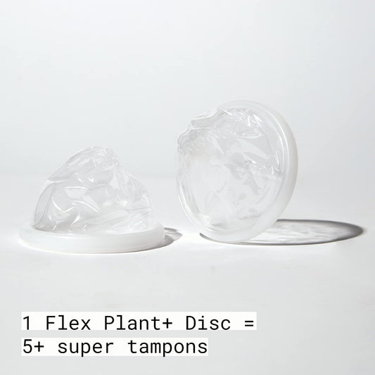 Flex Plant Plus Disc | Plant-Based Disposable Period Discs | Tampon And Cup Alternative | Capacity Of 5 Super Tampons | Menstrual Disc Made With Sustainable Medical-Grade Plant Polymers | 12 Count