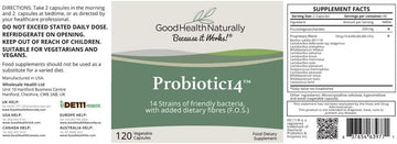Probiotic 14 Tablets - For Digestive And Colon Cleanse, Weight Loss Support, Immune System Booster | 120 Veggie Capsules - Good Health Naturally