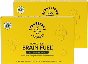 Beekeeper'S Naturals B.Lxr Brain Fuel - Memory, Focus And Clarity Liquid Formula, Supports Productivity Royal Jelly, Ginkgo Biloba, Bacopa Monnieri Keto Friendly, Gluten & Caffeine-Free, (6 Ct)