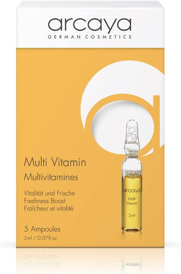 Arcaya Multi-Vitamin Serum Ampoules With Pure Vitamin A, C, E, F & B6 For Enhanced Skin Immunity & Elasticity - Vegan, Paraben-Free & Cruelty-Free Skin Care Products - 5X2Ml