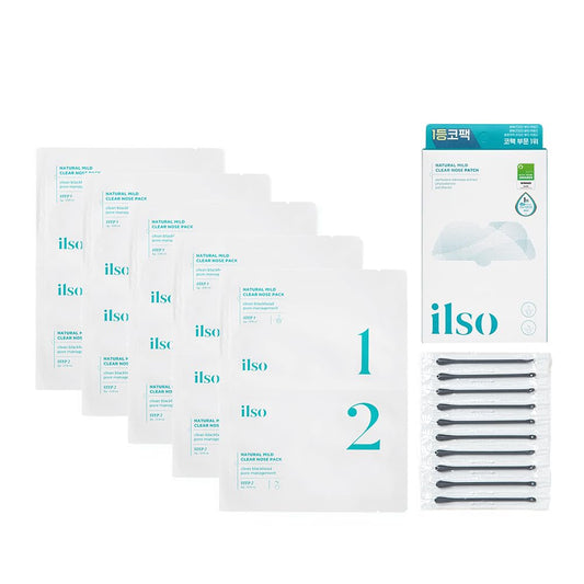 Ilso Natural Mild Clear Nose Patch/Blackhead Remover For Nose/Targets Pores & Pimples/Facial Skin Care/Dermatologist Approved/Korean Skin Care To Absorb Acne Nose Gunk (5 Pcs)