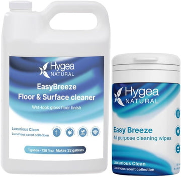 Easybreeze Ultimate Cleaning Bundle - Ph Neutral Floor & Hard Surface Cleaner With All-Purpose Wipes - Luxurious Clean Scented (1 Gallon Floor Cleaner, 50 Ct. Wipes)