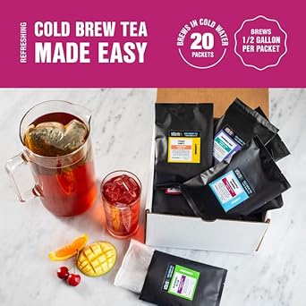 Tiesta Tea - 20 Pack Cold Brew Iced Tea Variety, Premium Loose Leaf Blend, High To Non Caffeinated Iced Tea | Sample Set With 20 Cold Brew Tea Packets - Each Bag Brews One 64Oz Pitcher