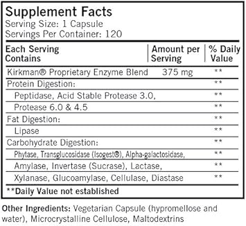 Maximum Spectrum Enzyme Complete, 120 Capsules, Kirkman Labs