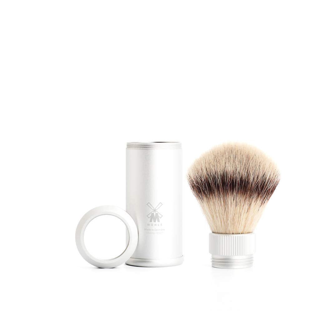 Mühle Travel Silver Aluminum Silvertip Fibre Shaving Brush - Portable Synthetic Luxury Shave Brush For Men, Rich Lather : Beauty & Personal Care