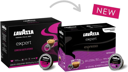 Lavazza Expert Espresso Intenso Coffee Capsules, Intense, Dark Roast, Arabica And Robusta, Notes Of Dried Fruit, Intensity 11 Out 13, Espresso Preparation, Blended And Roasted In Italy, (36 Capsules)