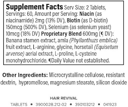 Isagenix Hair Revival - Natural Hair Growth & Thickening Supplement - Supports Healthy Scalp - Formula Contains Biotin, Amino Acid, Banana Flower Extract & More - 120 Tablets (60 Servings)