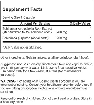 Swanson Echinacea (Standardized) 200 Milligrams 60 Capsules