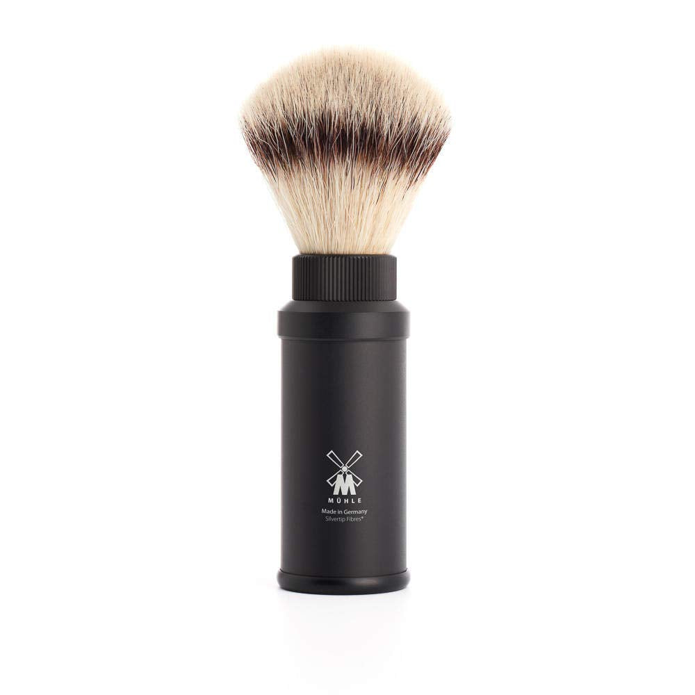 Mühle Travel Black Aluminum Silvertip Fibre Shaving Brush - Portable Synthetic Luxury Shave Brush For Men, Rich Lather : Beauty & Personal Care