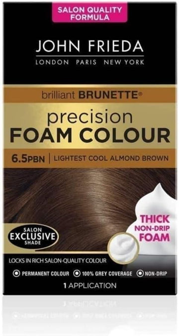John Frieda Precision Foam Colour 6A, Salon Finish Hair Dye, 100 Percent Grey Coverage, Light Ash Brown (Pack Of 2)