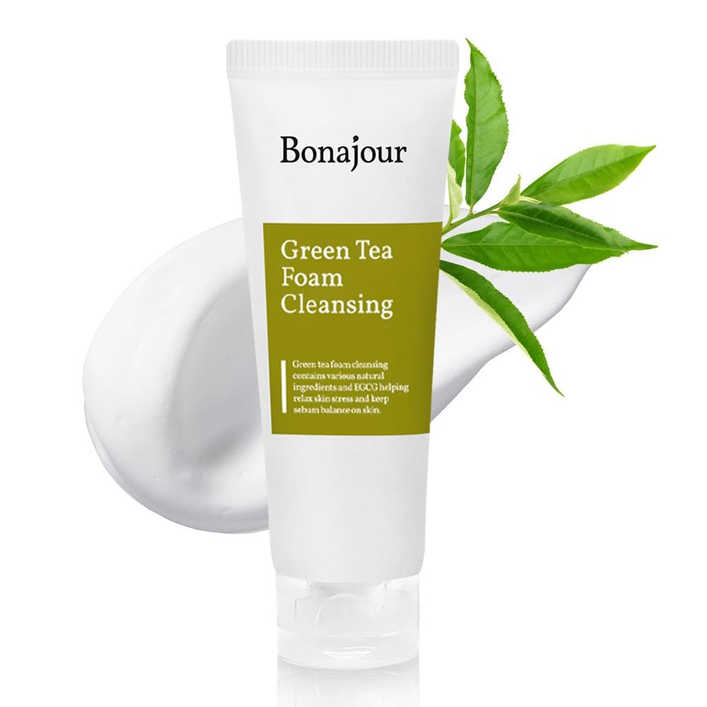 Bonajour Green Tea Natural Pores Foam Cleanser - The Best Facial Wash For Acne & Oily Skin 5.1Fl.Oz