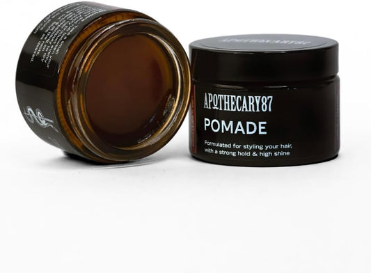 Apothecary 87 Pomade | Water Based Hair Pomade | High Shine Finish, Strong Hold, Medium Weight | All Hair Types | Premium Formulation | 50Ml