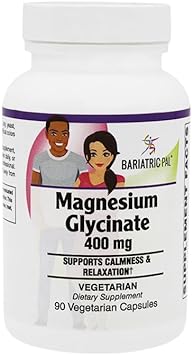 Magnesium Glycinate (400mg) Vegetarian Capsules by BariatricPal (90 Count)