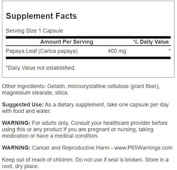 Swanson Full Spectrum Papaya Leaf - Herbal Supplement Promoting Digestive Health '&' Gi Tract Support - Natural Formula Overall Wellness - (60 Capsules, 400Mg Each) 3 Pack