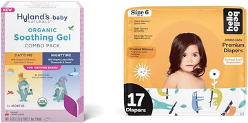 Hyland's Baby - Organic Day/Night Soothing Gel Combo Pack, Natural Relief of Oral Discomfort (2 Tubes of 0.53 oz.) + Hello Bello Premium Baby Diapers Size 6, 17 Count : Baby