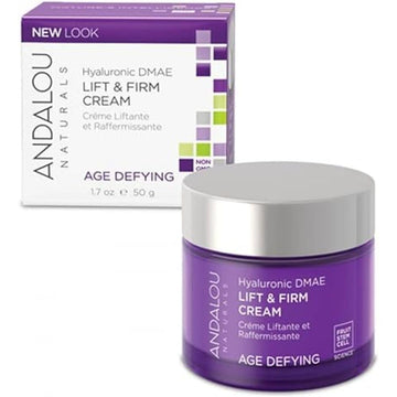 Andalou Naturals Hyaluronic Dmae Lift Firm Skin Cream, Face Moisturizer with Anti Aging Antioxidants, Hydrating, Helps Reduce Fine Lines and Wrinkles, 1.7 Ounce