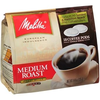 Melitta Medium Roast Coffee Pods For Senseo & Hamilton Beach Pod Brewers, 18 Count (Pack Of 6)