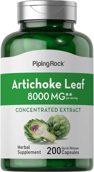 Piping Rock Artichoke Extract Capsules 8000mg | 200 Count | Non-GMO, Gluten Free Supplement