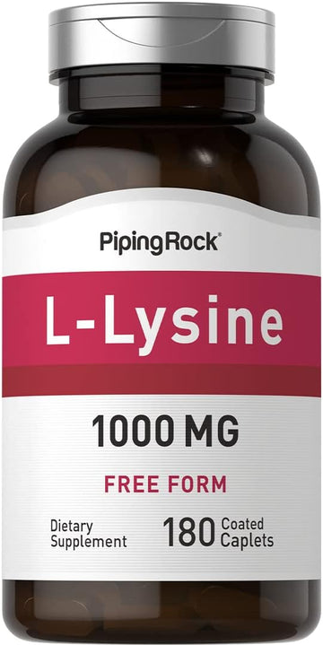 Piping Rock L-Lysine | 1000mg | 180 Caplets | Free Form | Vegetarian, Non-GMO, Gluten Free