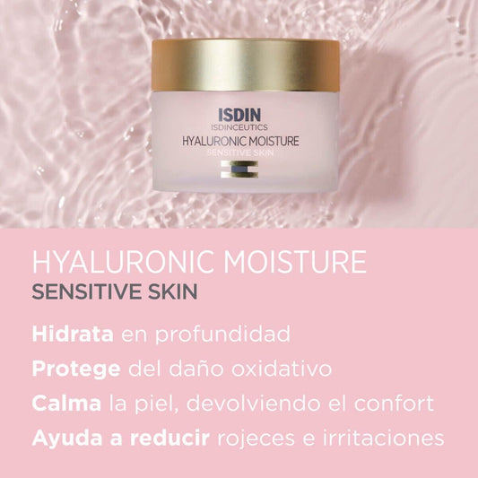 ISDIN Isdinceutics Hyaluronic Moisture Cream (Sensitive Skin) 50ml | Lightweight facial cream with hyaluronic acid for sensitive and redness-prone skin