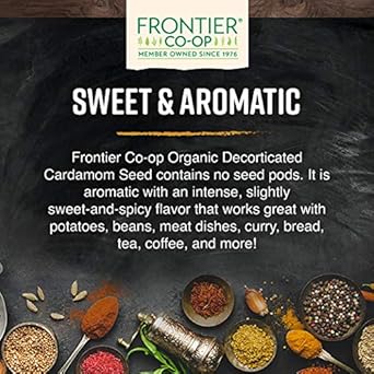 Frontier Cardamom Seed, Decorticated (No Pods), Whole, Extract Fancy Grade, 16 Ounce Bag