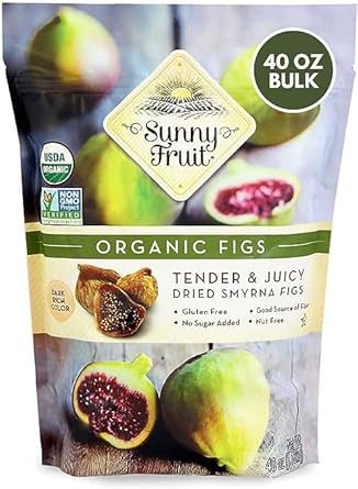 Sunny Fruit Soft Organic Turkish Dried Figs, 2.5 Pound Bulk Bag | Healthy, Sweet Snack | Organic, Non-Gmo, Vegan, Halal, Kosher, No Preservatives, No Sugar Added