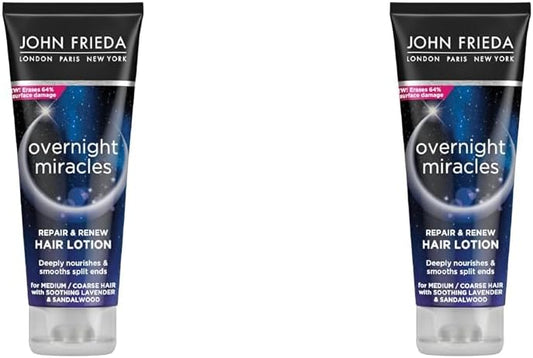 John Frieda Overnight Miracles Repair & Renew Leave-In Lotion Hair Mask 100 Ml, Moisturising Hair Treatment For Dry Hair (Pack Of 2)