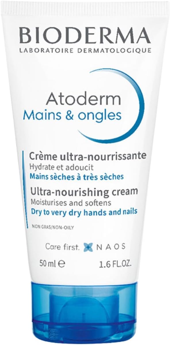 Bioderma Atoderm Hand & Nails Cream - Ultra Repairing & Nourishing Hand Cream & Nail Strengthener, Protect & Hydrate Very Dry & Sensitive Skin, 50Ml