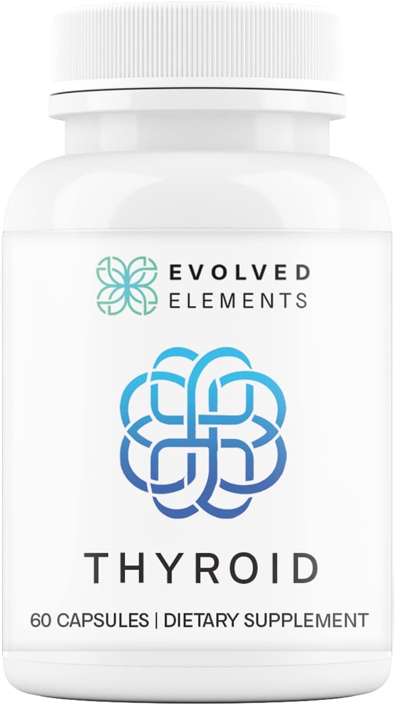 Evolved Elements Raw Grass-Fed Desiccated Bovine Thyroid - Thyroid Support for Women - Energy & Metabolism Support - New Zealand Sourced, Non-GMO, 60 Capsules
