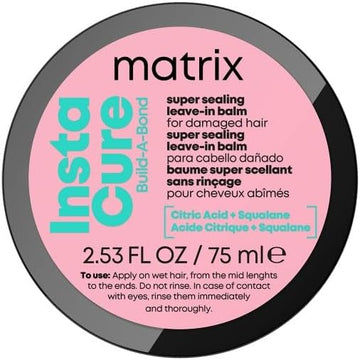 Matrix Instacure Build-A-Bond, Super Sealing Leave-In Balm, For Damaged Hair, Repairing Formula,, With Citric Acid And Squalane, Strengthens From The Inside, Smooths And Softens, Heat Protection, 75Ml