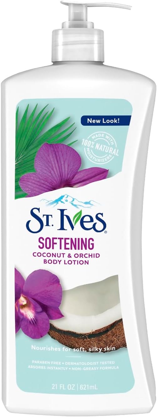 St. Ives Softening Hand & Body Lotion Moisturiser For Dry Skin Coconut & Orchid Made With 100% Natural Moisturisers 21 Oz / 621Ml