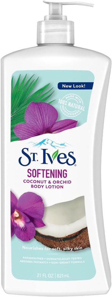 St. Ives Softening Hand & Body Lotion Moisturiser For Dry Skin Coconut & Orchid Made With 100% Natural Moisturisers 21 Oz / 621Ml