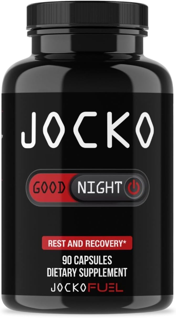 Jocko Fuel Good Night Natural Sleep Aid For Adults - Sleeping Pills For Rest & Recovery, Non-Habit Forming With Magnesium, Lavender & Valerian Root (90 Capsules)