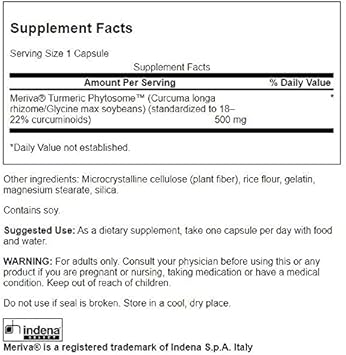 Swanson Turmeric Phytosome With Meriva 500 Milligrams 60 Capsules