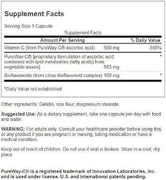 Swanson Pureway-Vitamin C 500 Milligrams With Bioflavonoids 500 Milligrams 90 Capsules