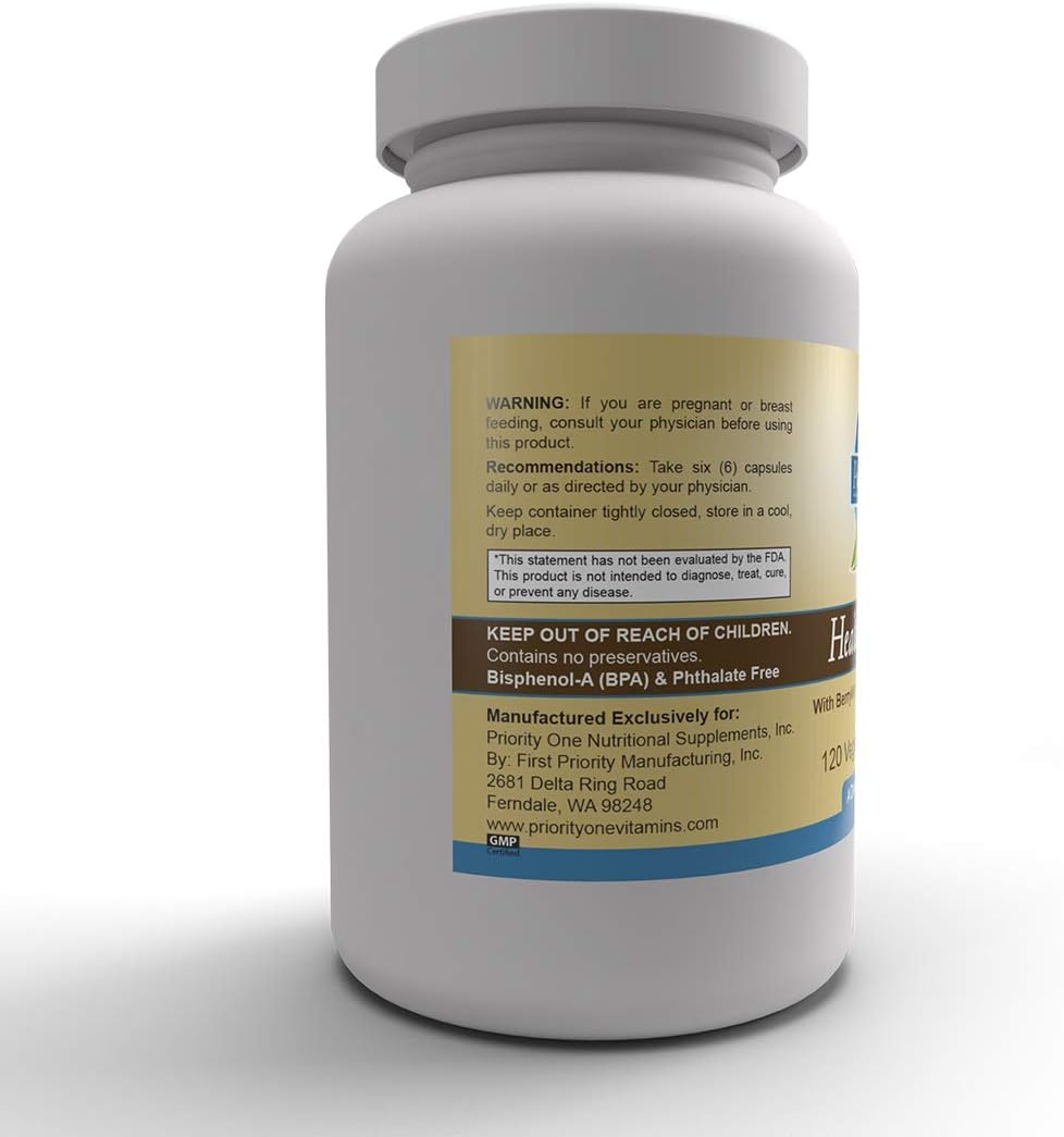 Priority One Vitamins Healthy Heart 120 Vegetarian Capsules - Supporting a Healthy Cardiovascular System.* : Health & Household