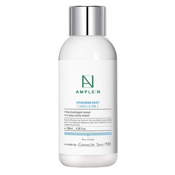 Coréana Ample:N Hyaluron Shot Emulsion – Korean Hyaluronic Acid Moisturizing Face Emulsion - Deep Nourishment And Strengthening Skin Barrier - Face Lotion To Smoothen Skin Texture, 4.39 Fl.Oz