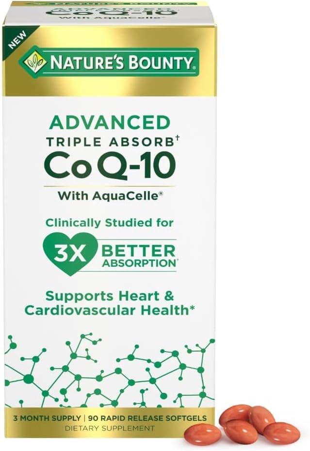 Nature'S Bounty Advanced Triple Absorb Co Q-10, Heart Health, Rapid Release Softgels, 90 Ct